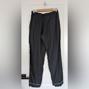 Quince Women’s 100% Linen Pajama Pants w/ Piping Black Size Medium